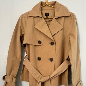 12th Heart Short Length Double ButtonTrench Coat with Tie